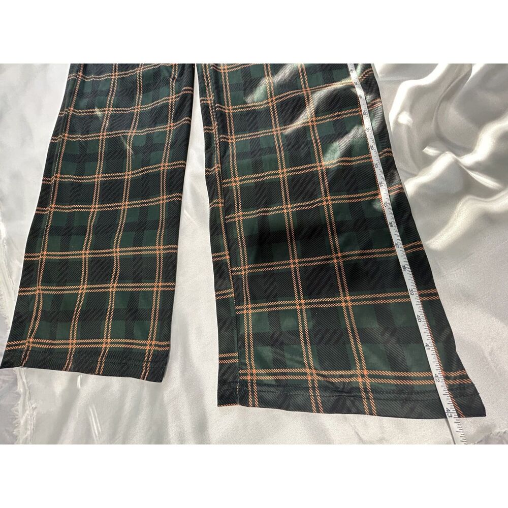 Soft High Waisted Tall Plaid Pants  Green Black Orange Size Small